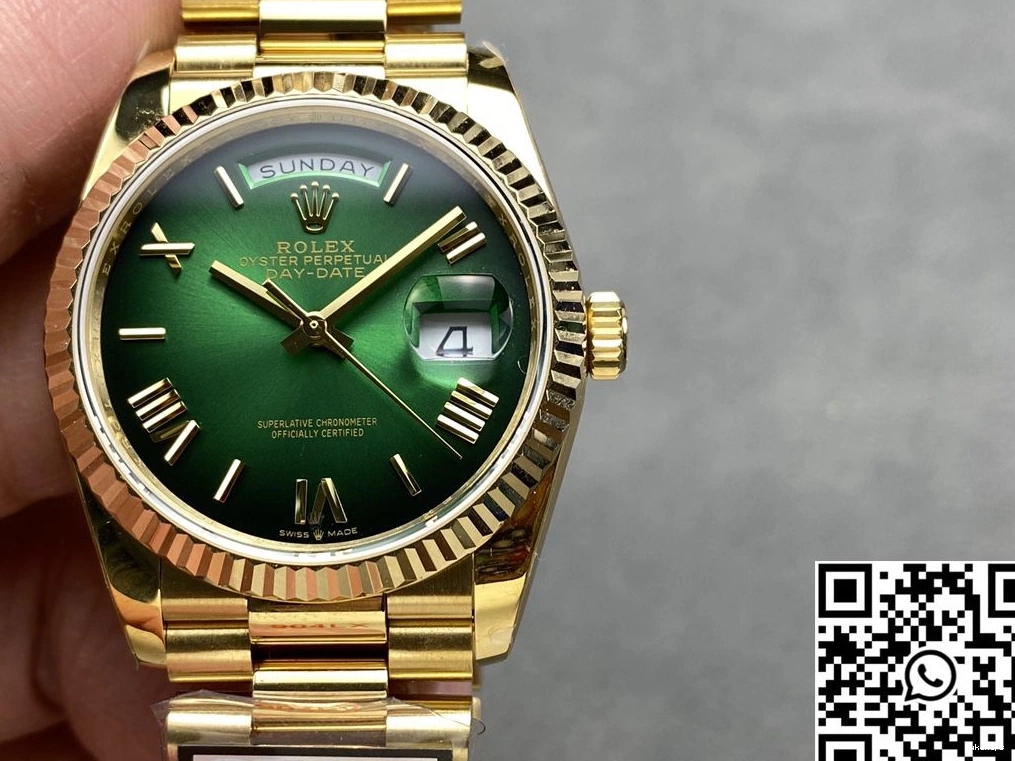 Gold Dial Factory Tungsten M128238-0118 QF Yellow v5 Steel Day Rolex 36mm Date Green 0502